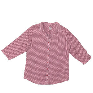 Cabela's Women's Size M Button Up 3/4 Sleeve Pink Geometric Cotton Collared